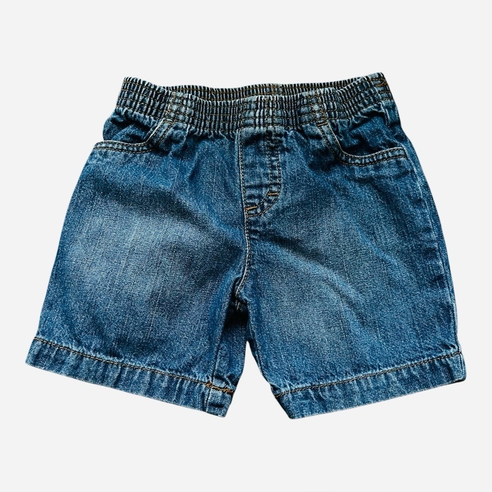 Okie Dokie casual blue denim shorts Girls 18 Mo cotton pull-on elastic waist